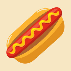 Delicious Hot Dog with Mustard Cartoon Illustration