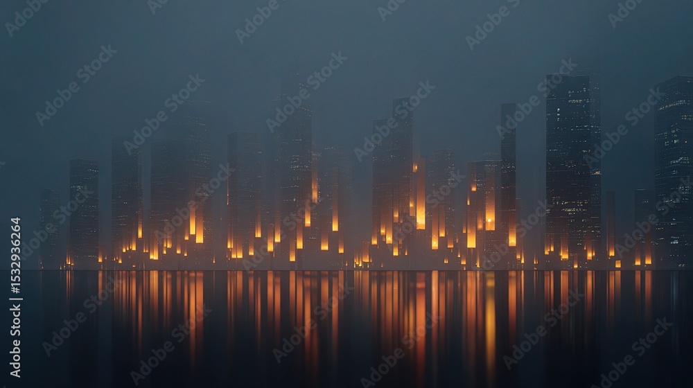Aufkleber abstract glowing candlestick pattern floating in a mysterious setting