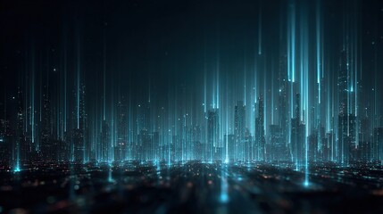 Obraz premium Futuristic Cityscape with Hologram Projections and Neon Lights