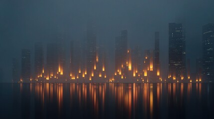 Fototapeta premium Abstract Glowing Candlestick Pattern Floating in a Mysterious Setting