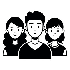 Friendly Group of Three Smiling People