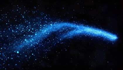 Blue cosmic dust trail against a dark night sky.