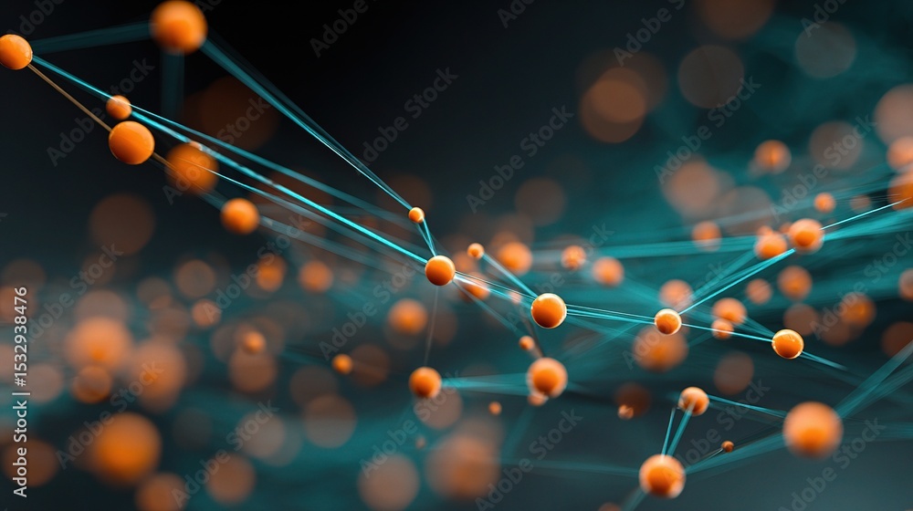 Poster abstract technology network with floating elements in background