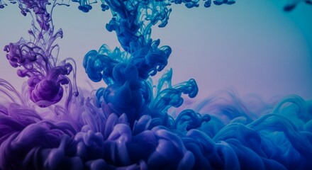 Fototapeta premium Ink in water, swirling vibrant purple and blue colors