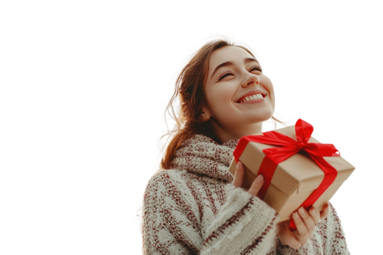 woman with gift - Powered by Adobe