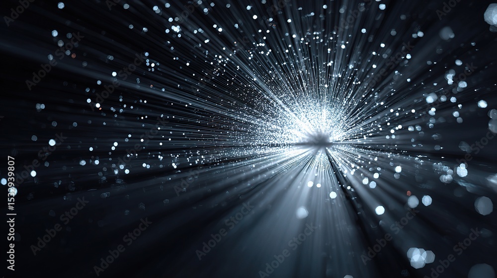 Poster luminous 3d data representation in an abstract tunnel of light