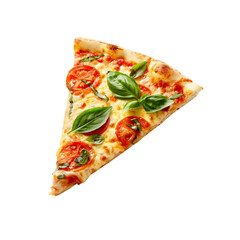 Delicious Slice of Margherita Pizza with Fresh Basil