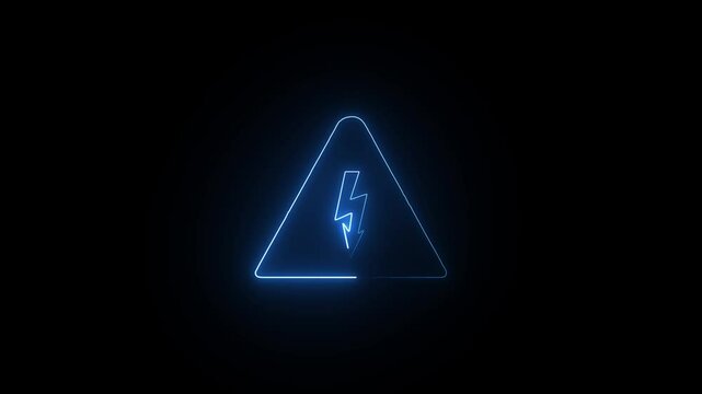 Neon Power Signpost Lighting Up the Night. Electricity Symbol in Glowing Neon Against Darkness. Vibrant Neon Sign Indicating High Voltage.