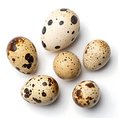Obraz premium quail eggs on white background