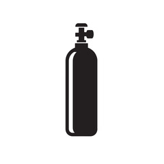 Silhouette icon of oxygen tank for medical scuba diving or industrial use in simple black and white style