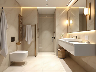 Luxurious Modern Bathroom Design with Gold Accents