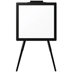  Black framed whiteboard with legs on the sides, transparent background, vector illustration style, simple lines, flat design.
