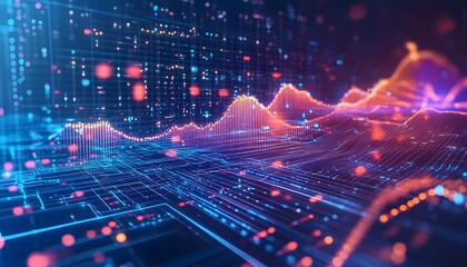Abstract digital illustration of data visualizations.