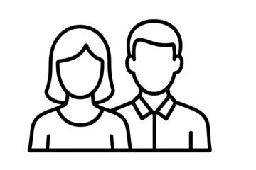 Couple icon, people holding hands, male and female figures, minimalistic design, isolated on transparent background.