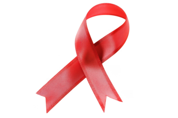 Red awareness ribbon symbol on white background on transparent background