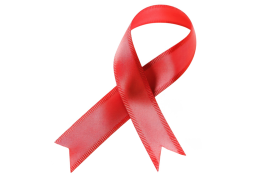 Red awareness ribbon symbol on white background on transparent background