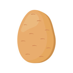 Simple whole potato illustration with clean shapes and warm earthy colors. Flat vector style isolated on white background. Ideal for food packaging, farming, and educational design materials