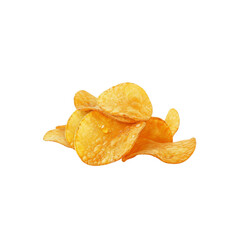 Fototapeta premium Crispy Potato Chips, Close-Up, Isolated on Black