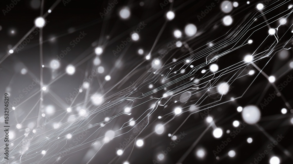 Poster abstract technology network background with glowing dots and lines