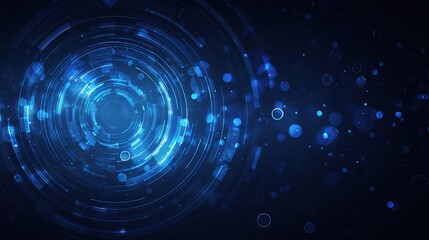 Obraz premium Abstract Blue Digital Background with Technology Elements in Motion
