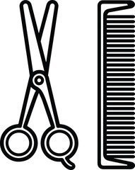High quality photo of scissors and comb.