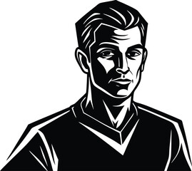 Stylized Black and White Silhouette of a Strong Man - Fitness, Strength, and Athletic Illustration, Man isolated on white background, eps10.