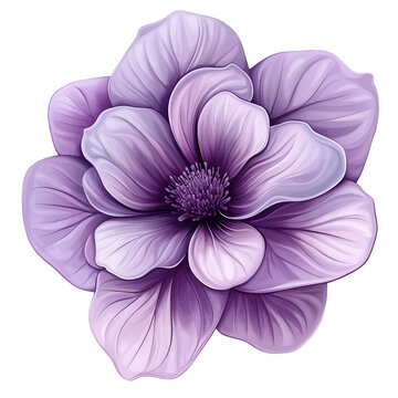Purple flower illustration isolated on transparent or white background, ideal for floral designs, greeting cards, invitations, nature art, and creative projects.