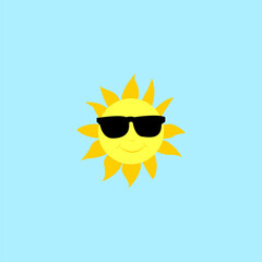 Sun cartoon with sunglasses