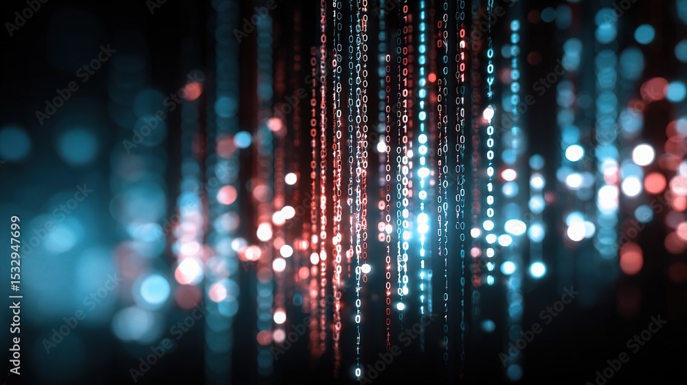 Poster abstract technology background with big data and multicolored lights