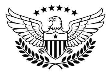 Detailed eagle emblem with shield and laurel wreath

