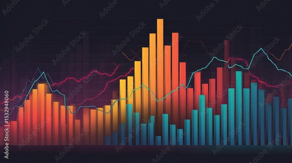 Aufkleber colorful financial data graph with subtle gradient background