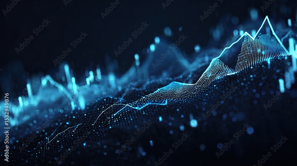 Poster abstract blue gradient financial chart with layered design elements