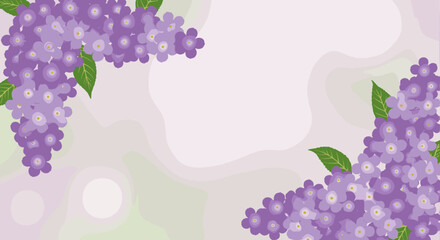 Purple lilac flowers framing a soft pastel background  
