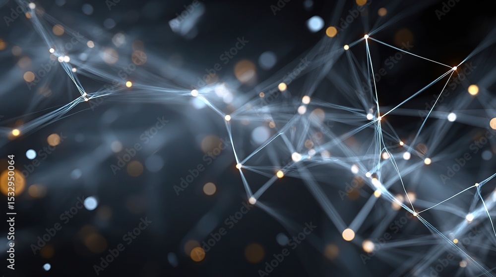 Poster High Tech Communication Concept with Translucent Nodes and Light Effects