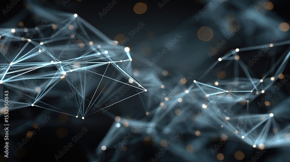Poster high-tech communication concept with translucent nodes and effects