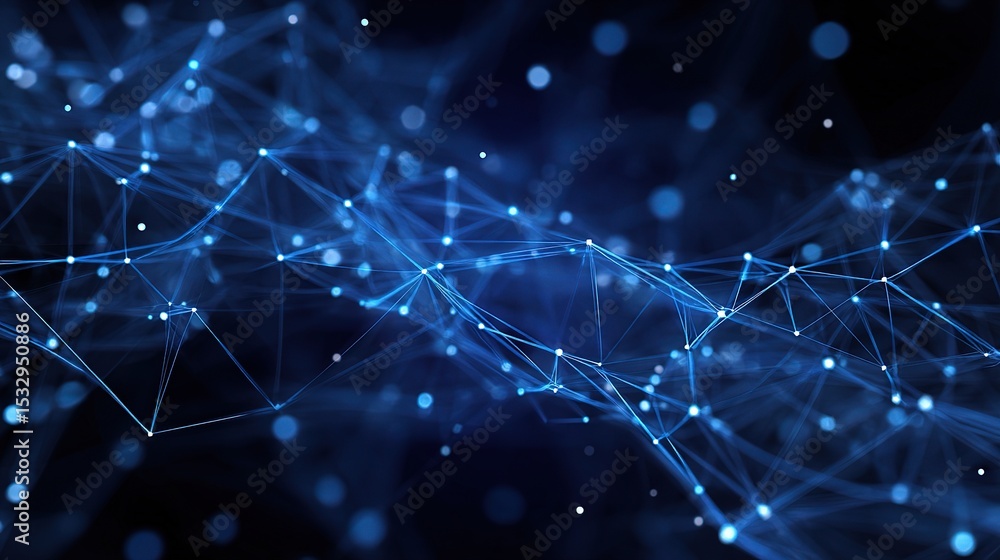 Poster blue abstract network background with circuit geometry elements