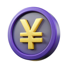 Obraz premium 3d realistic yen currency symbol icon isolated on transparent background