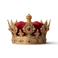 Royal Gold Crown with Red Velvet and Gemstones Majestic Symbol of Royalty