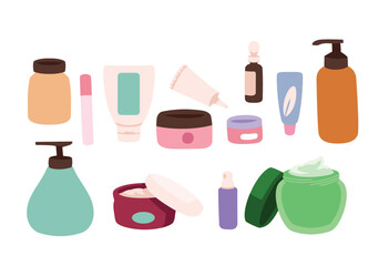 set of cosmetic and skincare product
