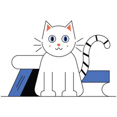 Cat flat outline vector and illustration.