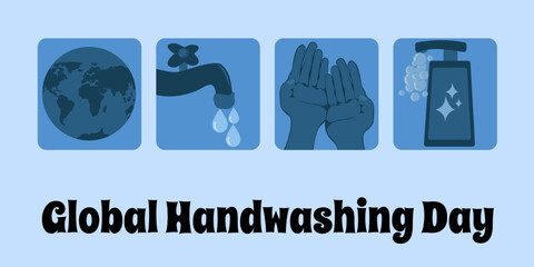 Global Handwashing Day, horizontal design idea for a poster, banner or postcard vector illustration on a medical theme