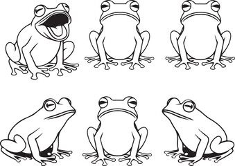 frog silhouette vector sticker pack