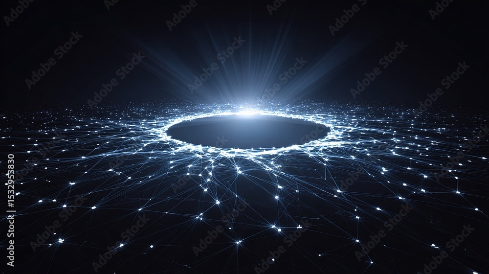 Poster abstract technology network background with light effects and depth