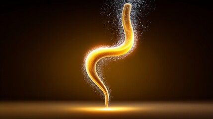 A golden swirl of light sparkles against a dark background, creating a magical effect.