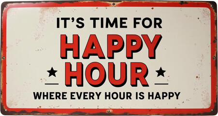 Vintage Happy Hour Metal Sign