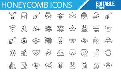 Minimalist honeycomb and bee icons for packaging and branding.