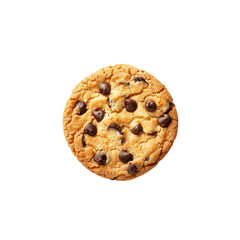 Single Delicious Chocolate Chip Cookie Isolated on Black Background
