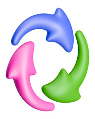 Recycling eco-friendly circular system of rotating multi-colored arrows