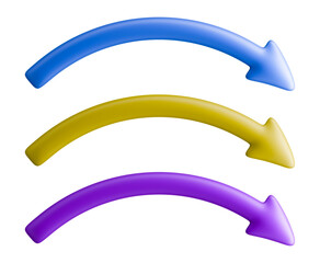 Blue violet and yellow three curved transfer arrows