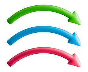 Green red and turquoise three curved transfer arrows